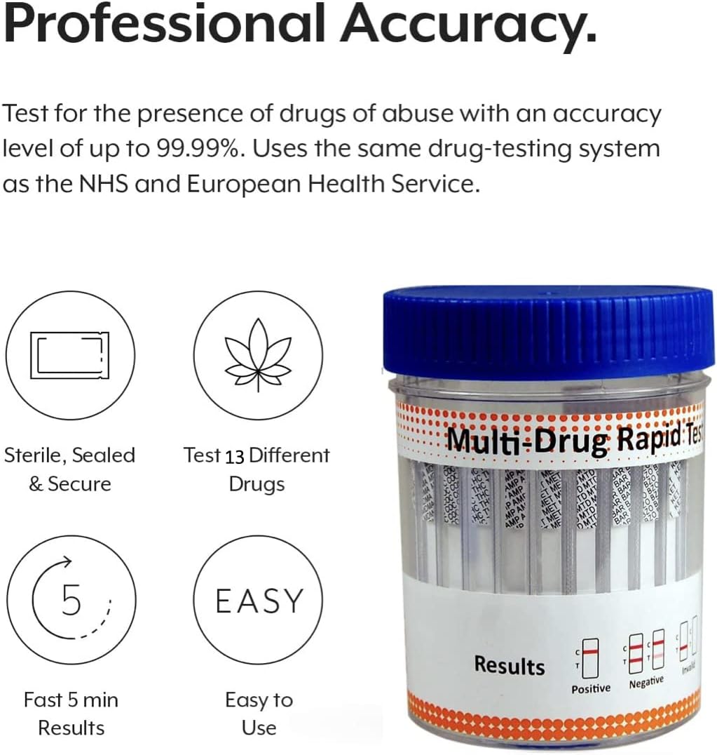 ALLTEST 13-in-1 Rapid Drug Test Cup | Urine Drug Test | Test for Cannabis, Cocaine, Opiates and 10 Other Common Drugs of Abuse